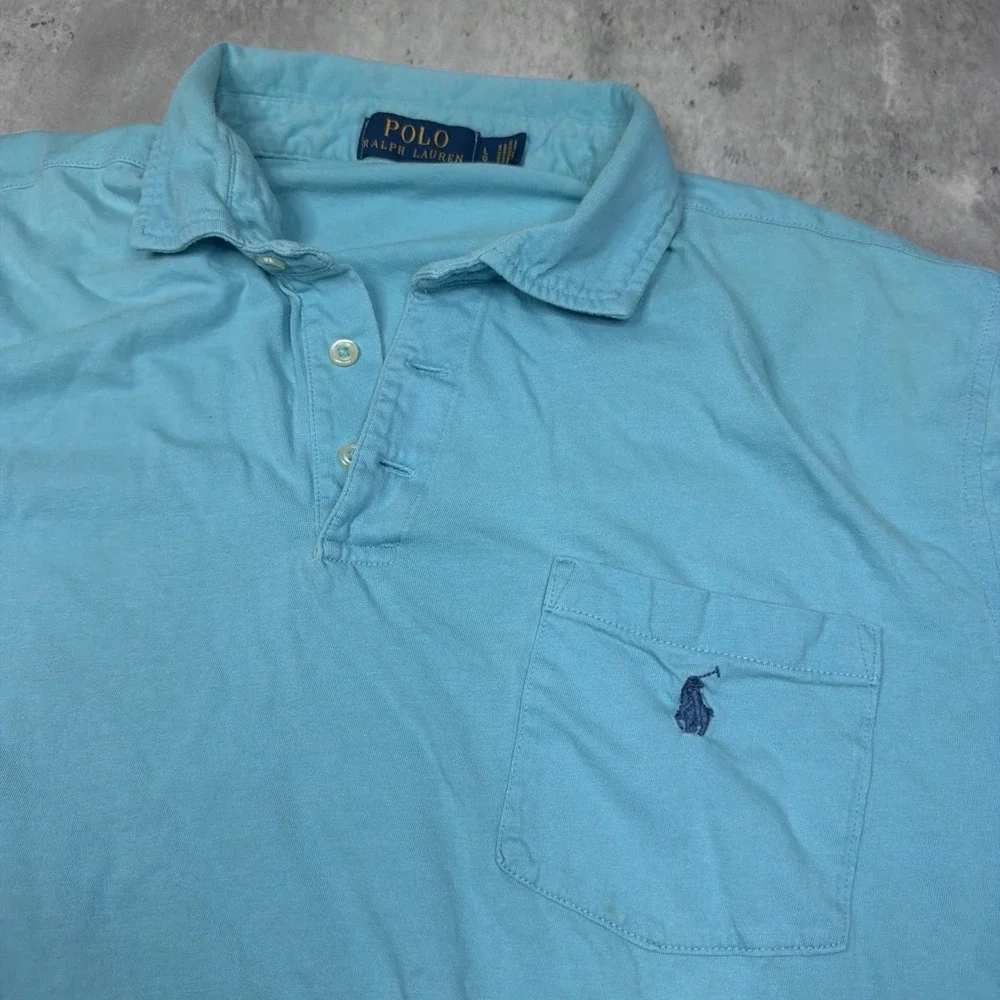 Polo Ralph Lauren Polo Shirts Mens Large Blue Cotton Classic Logo Embroidered